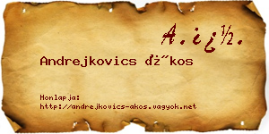 Andrejkovics Ákos névjegykártya